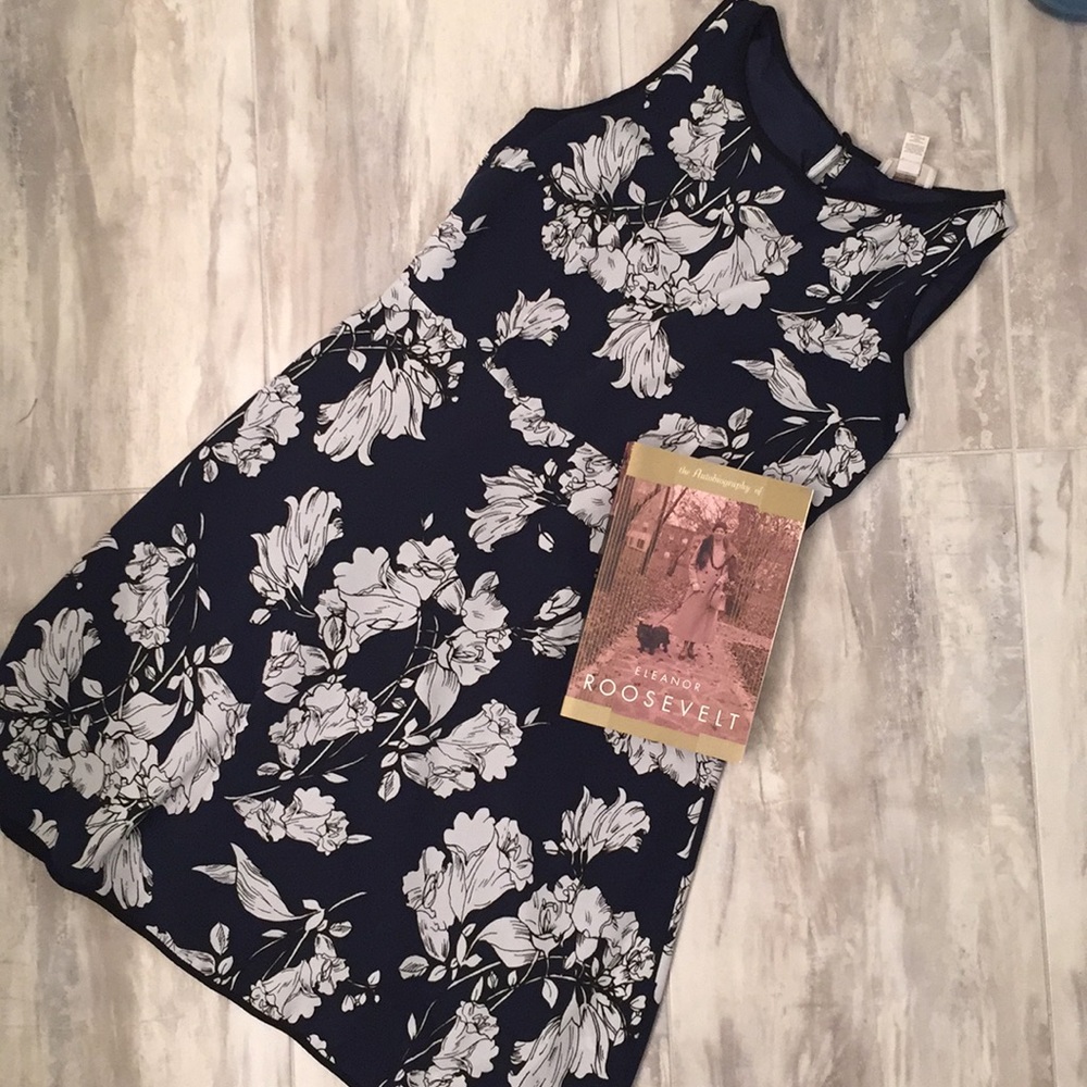 Navy blue floral dress from Loft